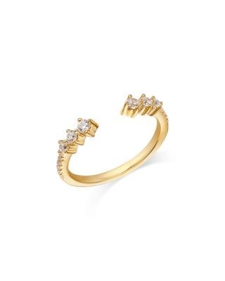 Bloomingdale's Fine Collection Diamond Tri Stone Cuff Ring in 14K Yellow Gold, 0.33 tcw