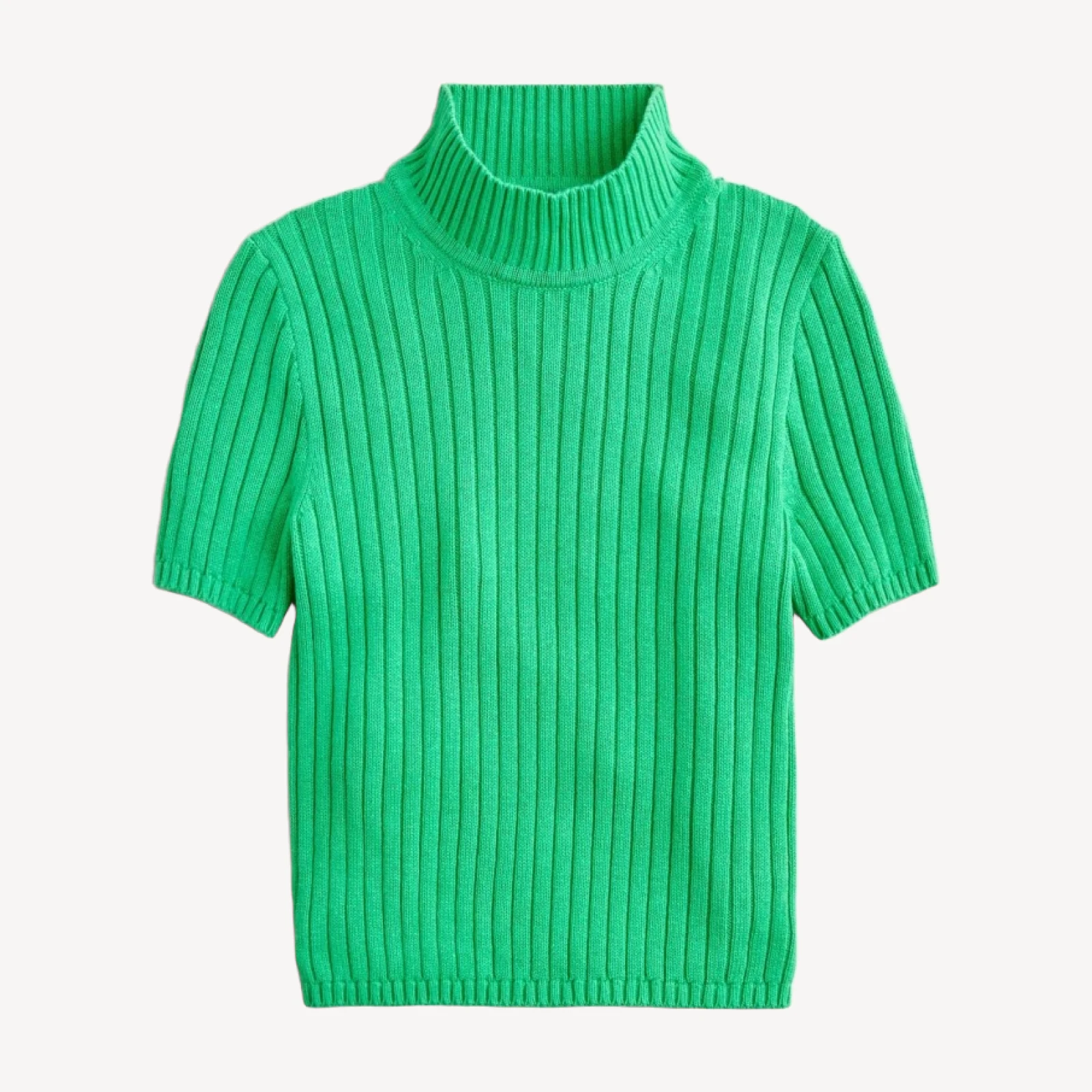 Cotton-blend short-sleeve turtleneck sweater