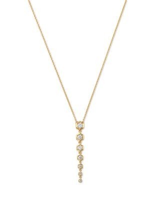 Bloomingdale's Fine Collection Diamond Honeycomb Bezel Linear Pendant Necklace in 14K Yellow Gold, 0.5 tcw