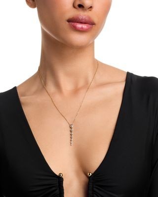 Bloomingdale's Fine Collection Diamond Honeycomb Bezel Linear Pendant Necklace in 14K Yellow Gold, 0.5 tcw