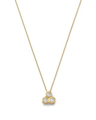 Bloomingdale's Fine Collection Diamond Honeycomb Bezel Pendant Necklace in 14K Yellow Gold, 0.5 tcw