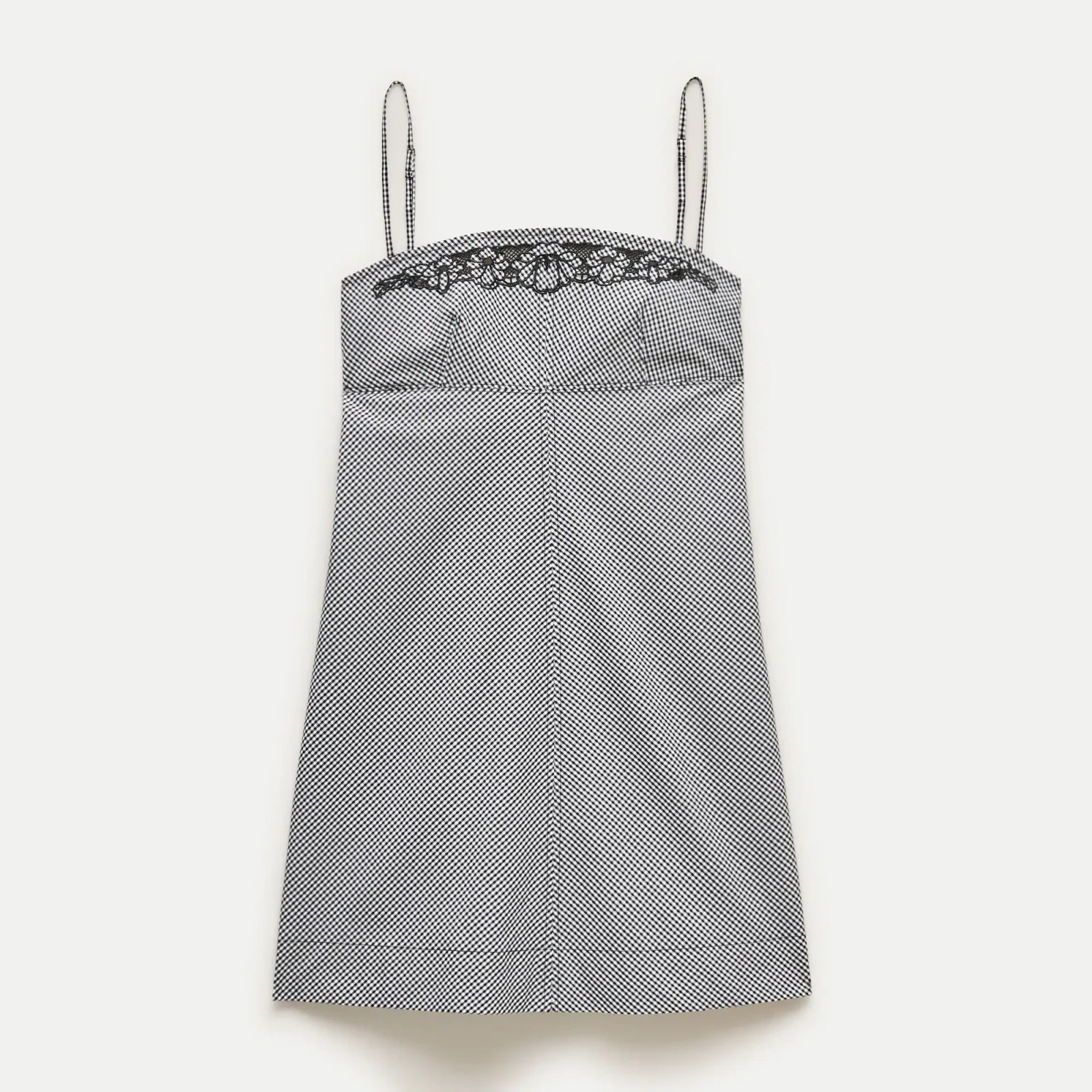 Embroidered mini dress in gingham