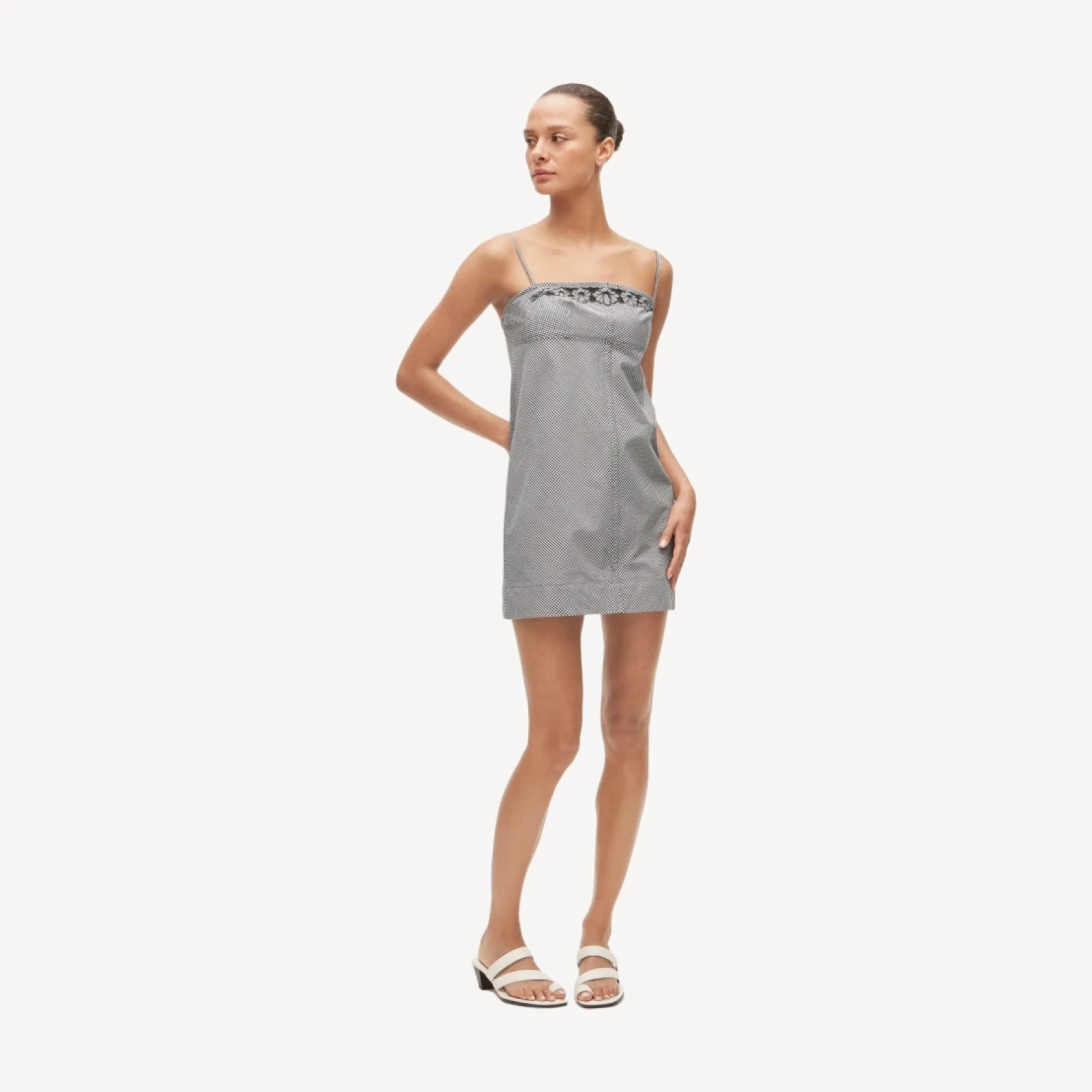 Embroidered mini dress in gingham