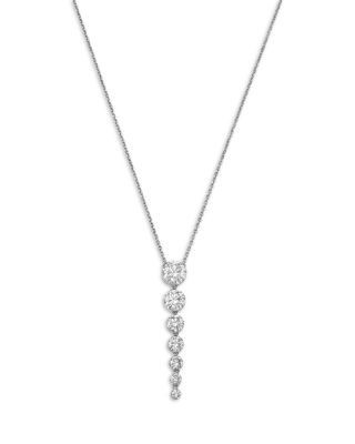 Bloomingdale's Fine Collection Luxe Collection Certified Lab Grown Diamond Graduated Linear Drop Pendant Necklace in 14K White Gold, 2.0 tcw