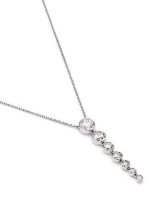 Bloomingdale's Fine Collection Luxe Collection Certified Lab Grown Diamond Graduated Linear Drop Pendant Necklace in 14K White Gold, 2.0 tcw