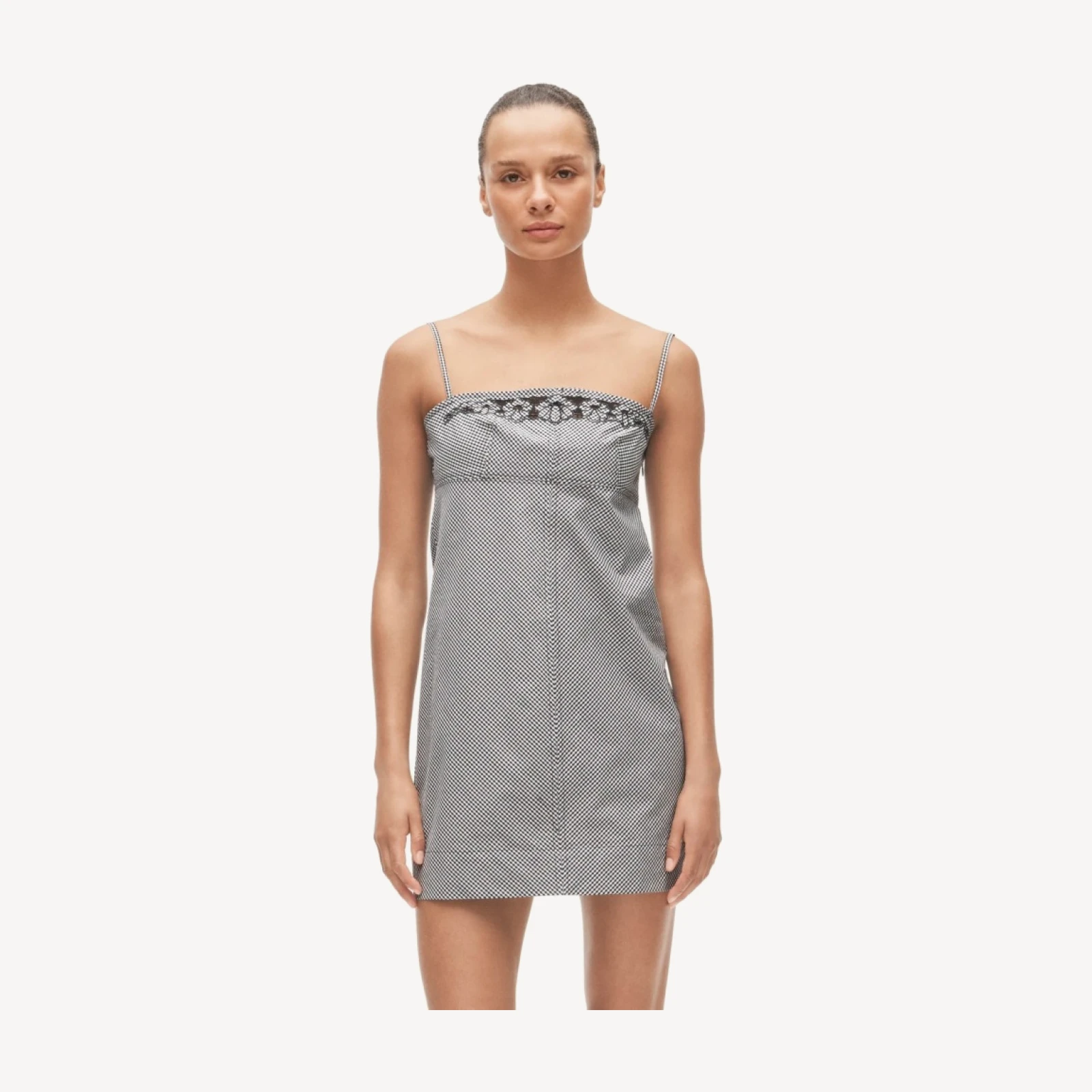 Embroidered mini dress in gingham
