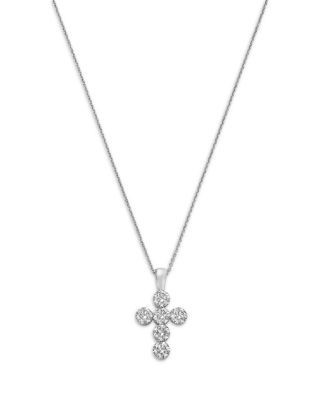 Bloomingdale's Fine Collection Luxe Collection Certified Lab Grown Diamond Cross Pendant Necklace in 14K White Gold, 2.0 tcw