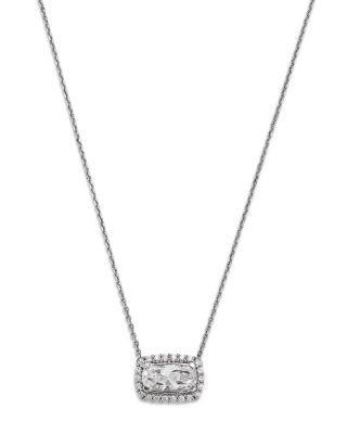 Bloomingdale's Fine Collection Luxe Collection Certified Lab Grown Diamond Cushion & Round Halo Pendant Necklace in 14K White Gold, 1.15 tcw