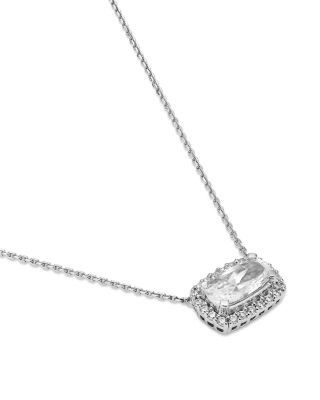 Bloomingdale's Fine Collection Luxe Collection Certified Lab Grown Diamond Cushion & Round Halo Pendant Necklace in 14K White Gold, 1.15 tcw