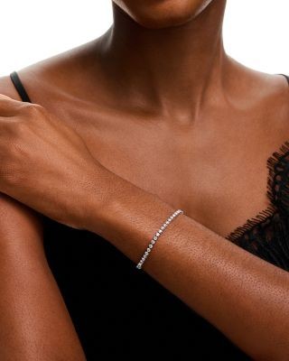 Bloomingdale's Fine Collection Luxe Collection Certified Lab Grown Diamond Tri Prong Tennis Bracelet in 14K White Gold, 4.0 tcw