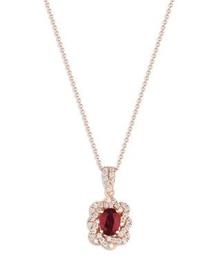 Bloomingdale's Fine Collection Ruby and Diamond Pendant Necklace in 14K Rose Gold, 21.6