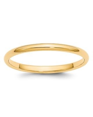 Bloomingdale's Fine Collection Men's 2mm Half Round Band Ring in 14K Yellow Gold or 14K White Gold