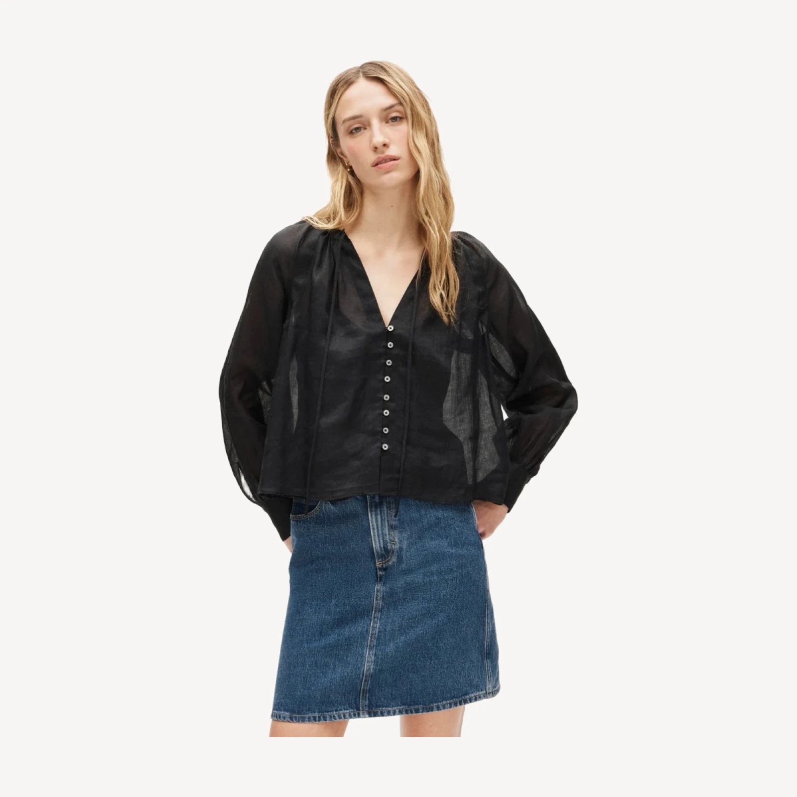 Popover top in ramie