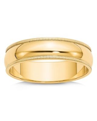 Bloomingdale's Fine Collection Men's 6mm Milgrain Half Round Wedding Band 14K Yellow Gold