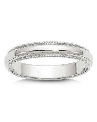 Bloomingdale's Fine Collection Men's 4mm Half Round Milgrain Band 14K White Gold
