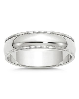 Bloomingdale's Fine Collection Men's 6mm Half Round Milgrain Band in 14K White Gold