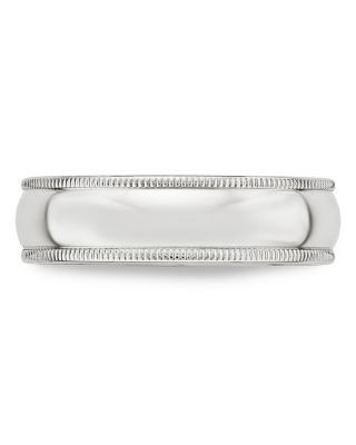 Bloomingdale's Fine Collection Men's 6mm Half Round Milgrain Band in 14K White Gold