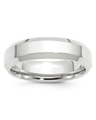 Bloomingdale's Fine Collection Men's 6mm Bevel Edge Comfort Fit Band in 14K White Gold