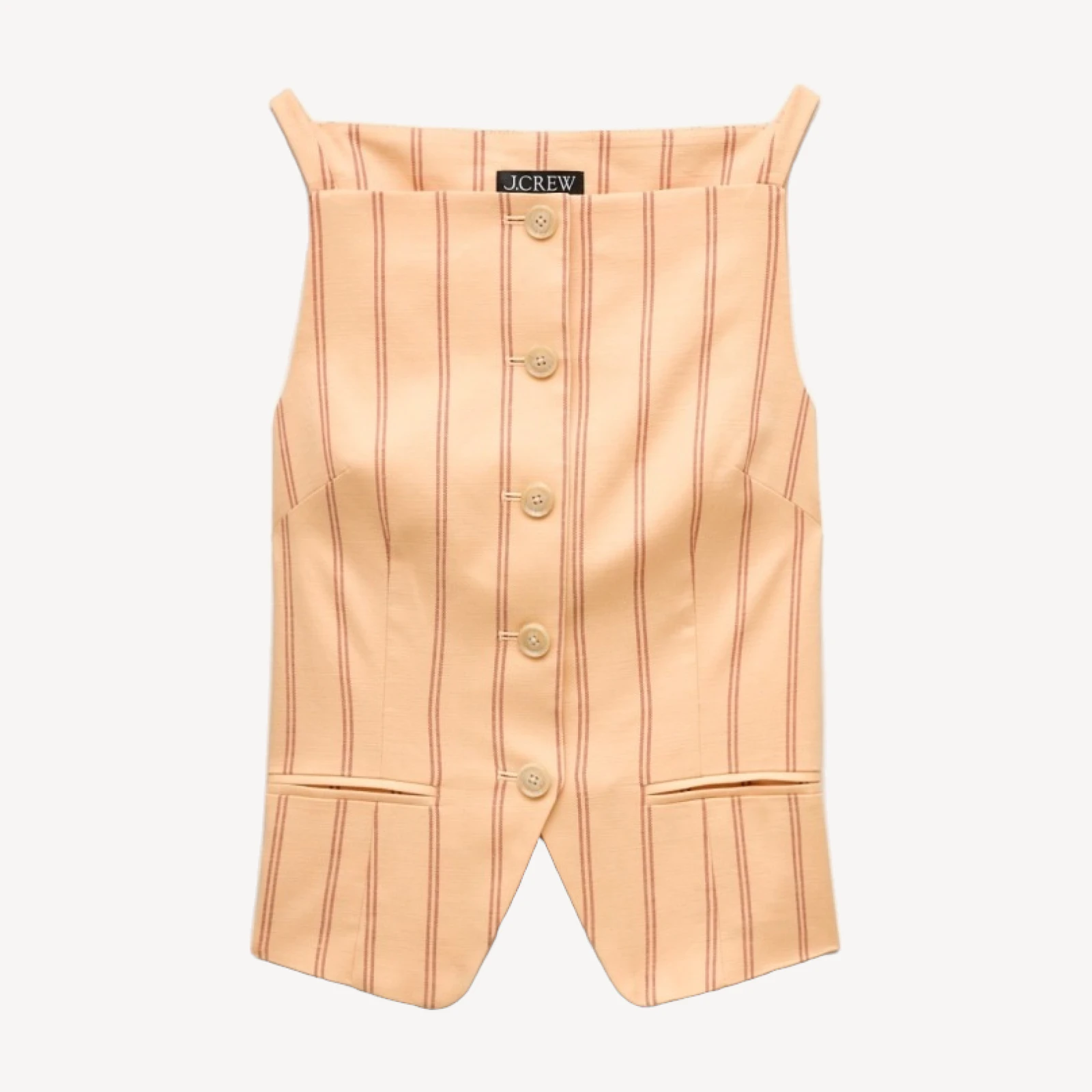 Button-up cutaway tank top in striped Gramercy linen blend