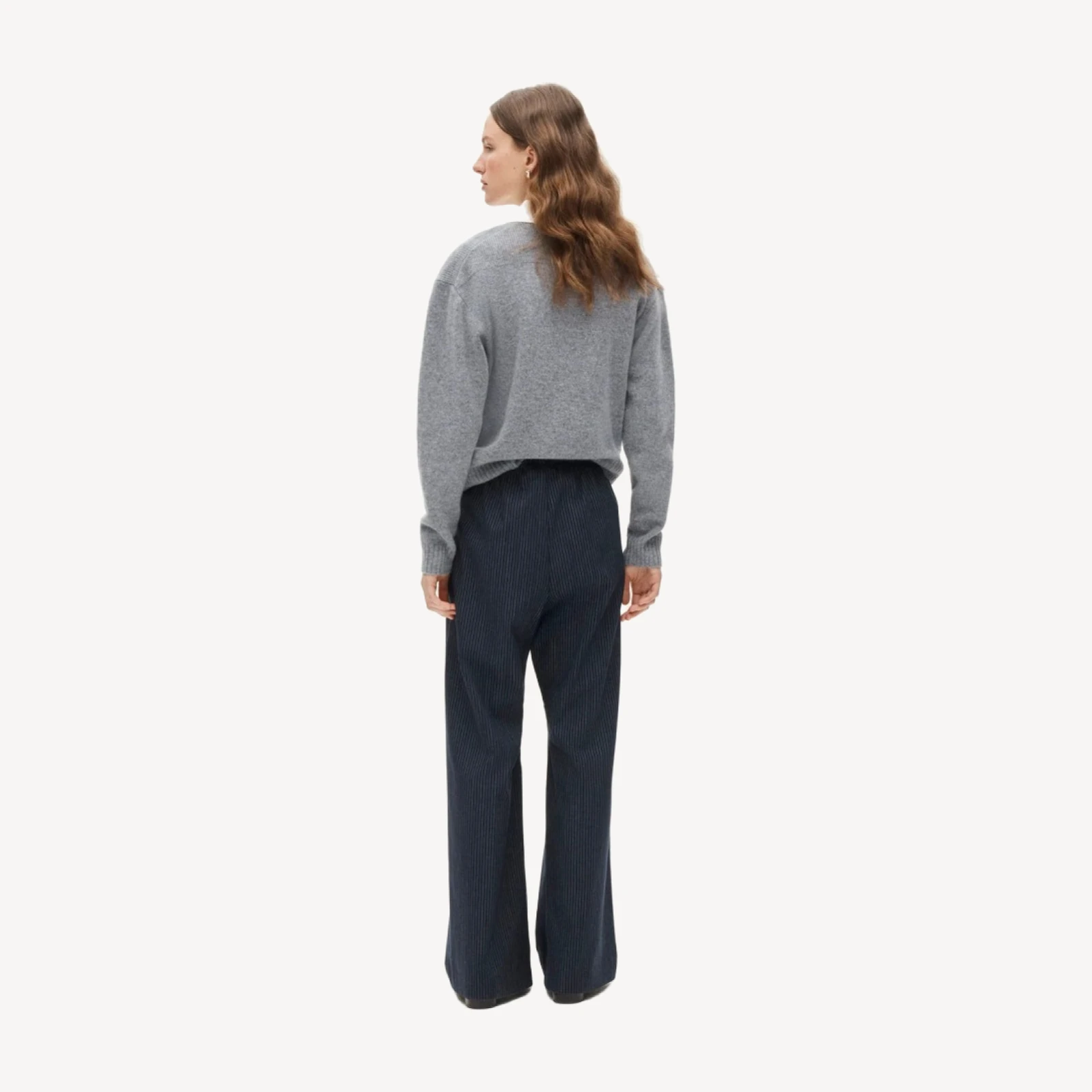 Cosmo pant in pinstriped Italian studio wool