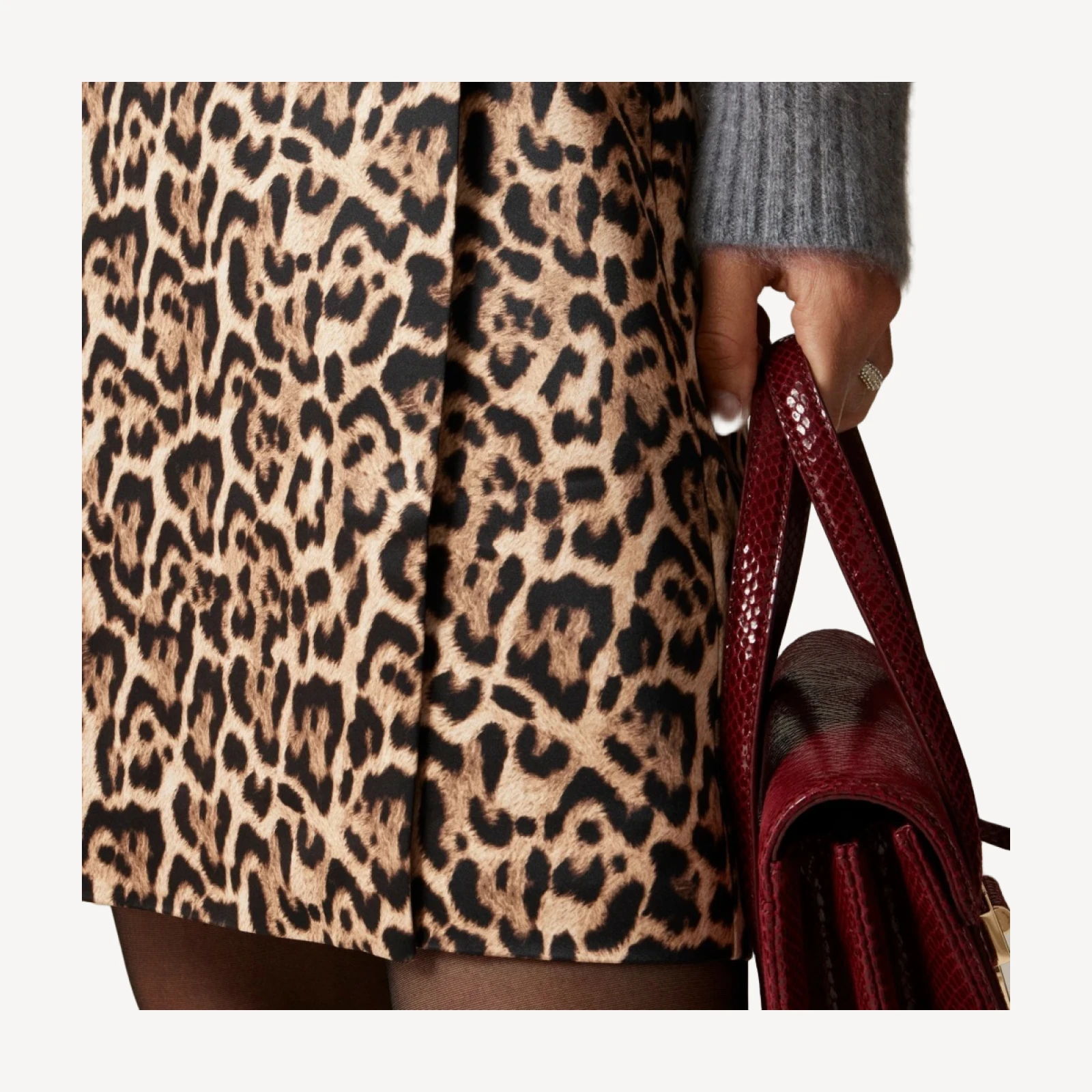 Leopard-print wrap skirt in duchesse satin