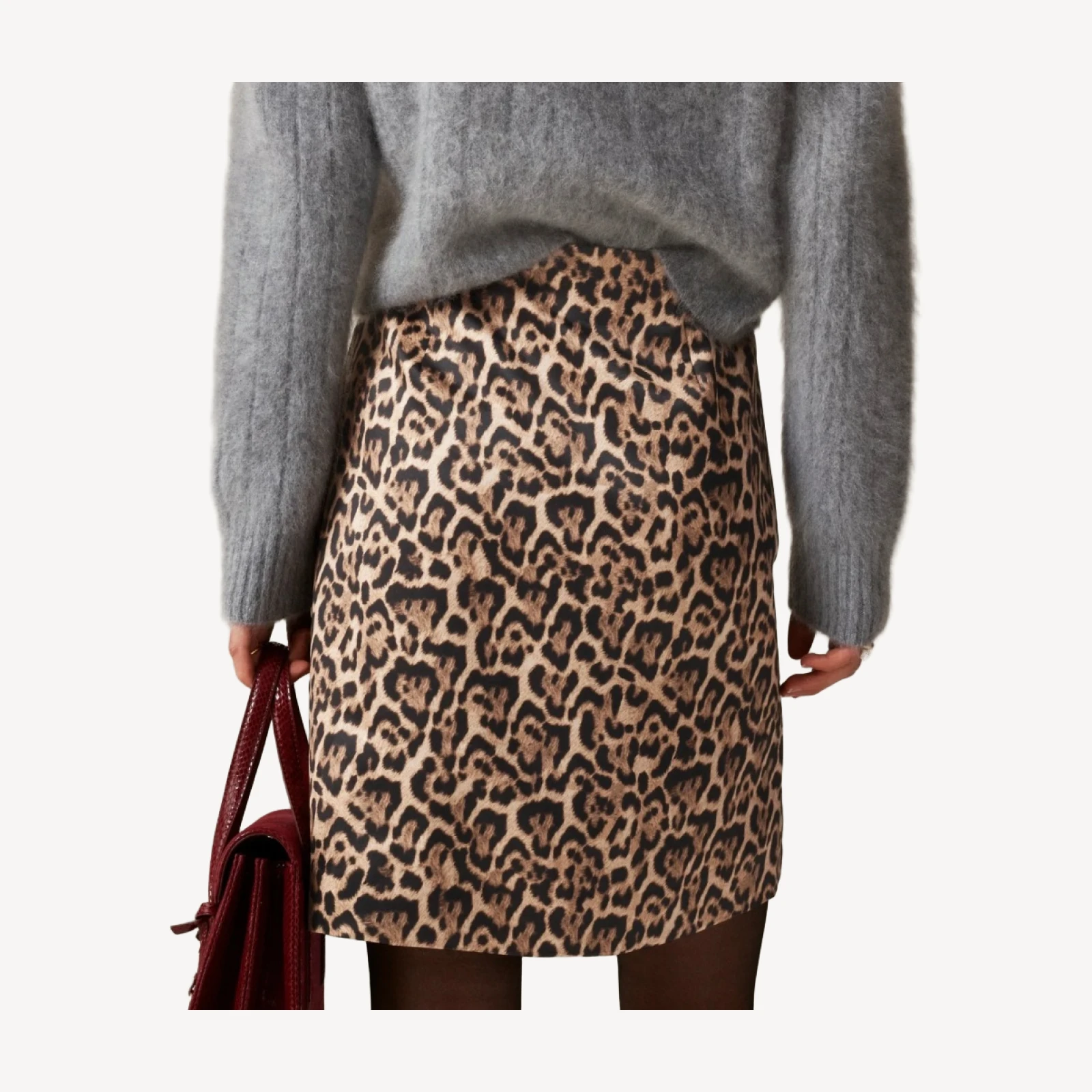 Leopard-print wrap skirt in duchesse satin