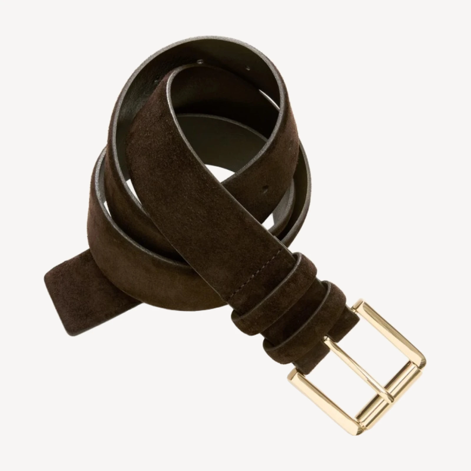 Suede roller-buckle belt