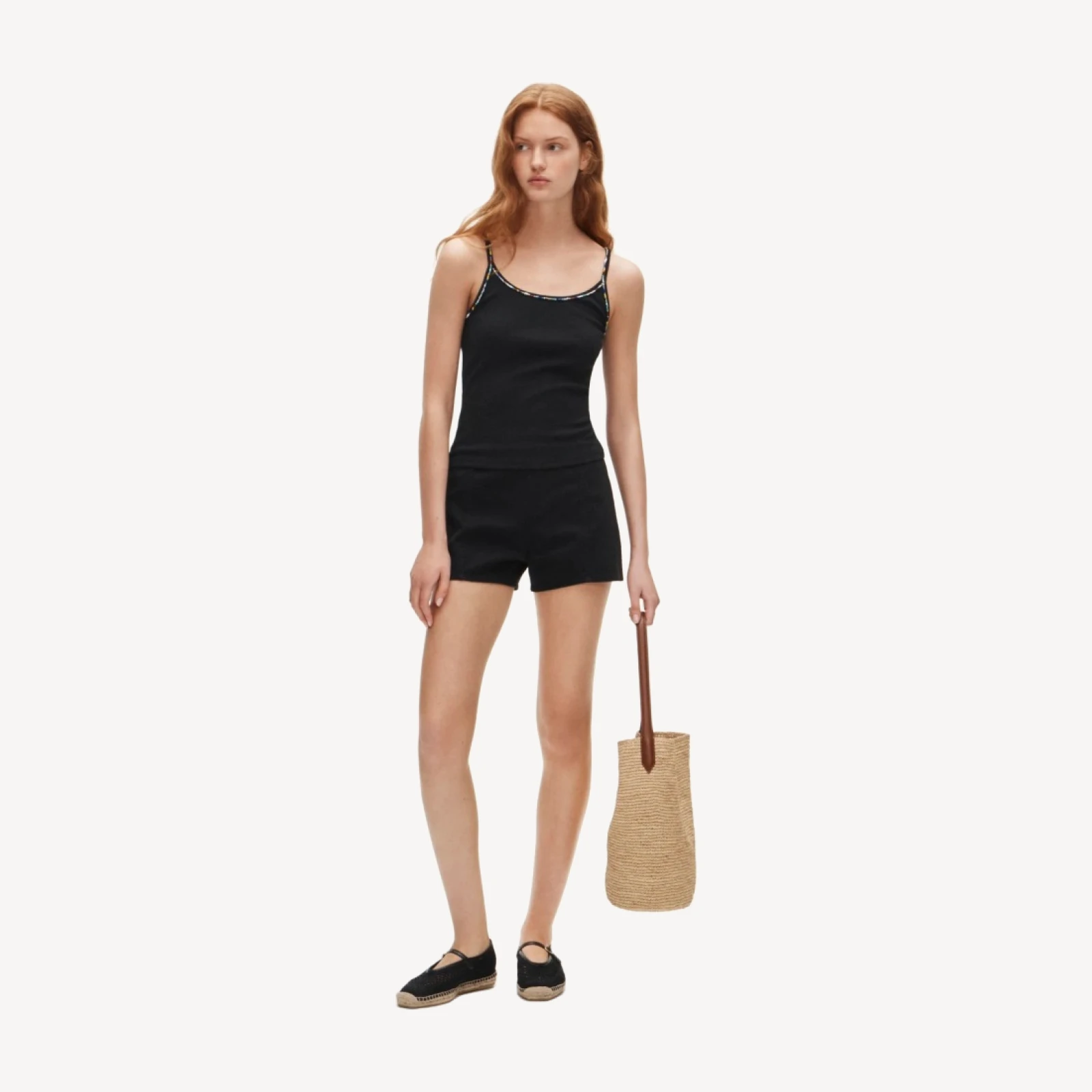 Perfect rib slim-fit camisole with beads