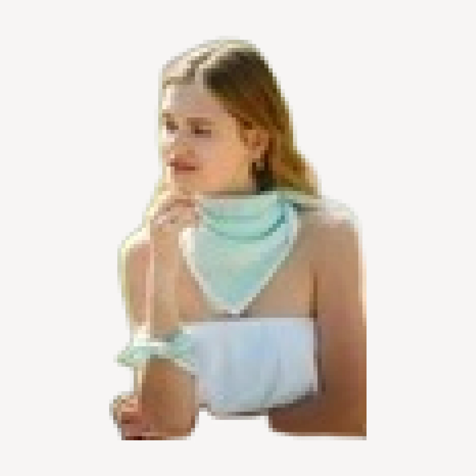 The Mint Silk Penelope Bandana and Bow Tie Lace Scrunchy Set