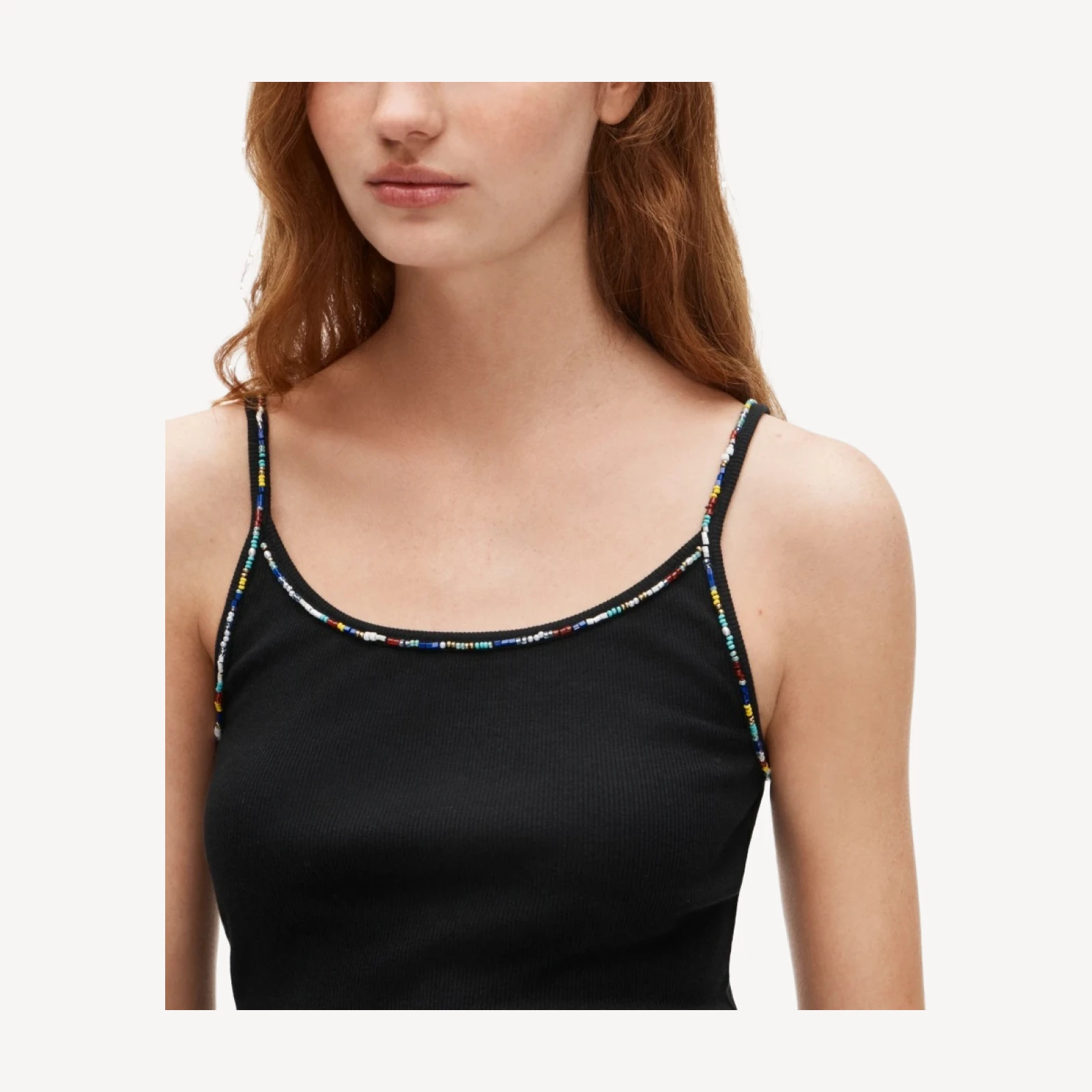 Perfect rib slim-fit camisole with beads