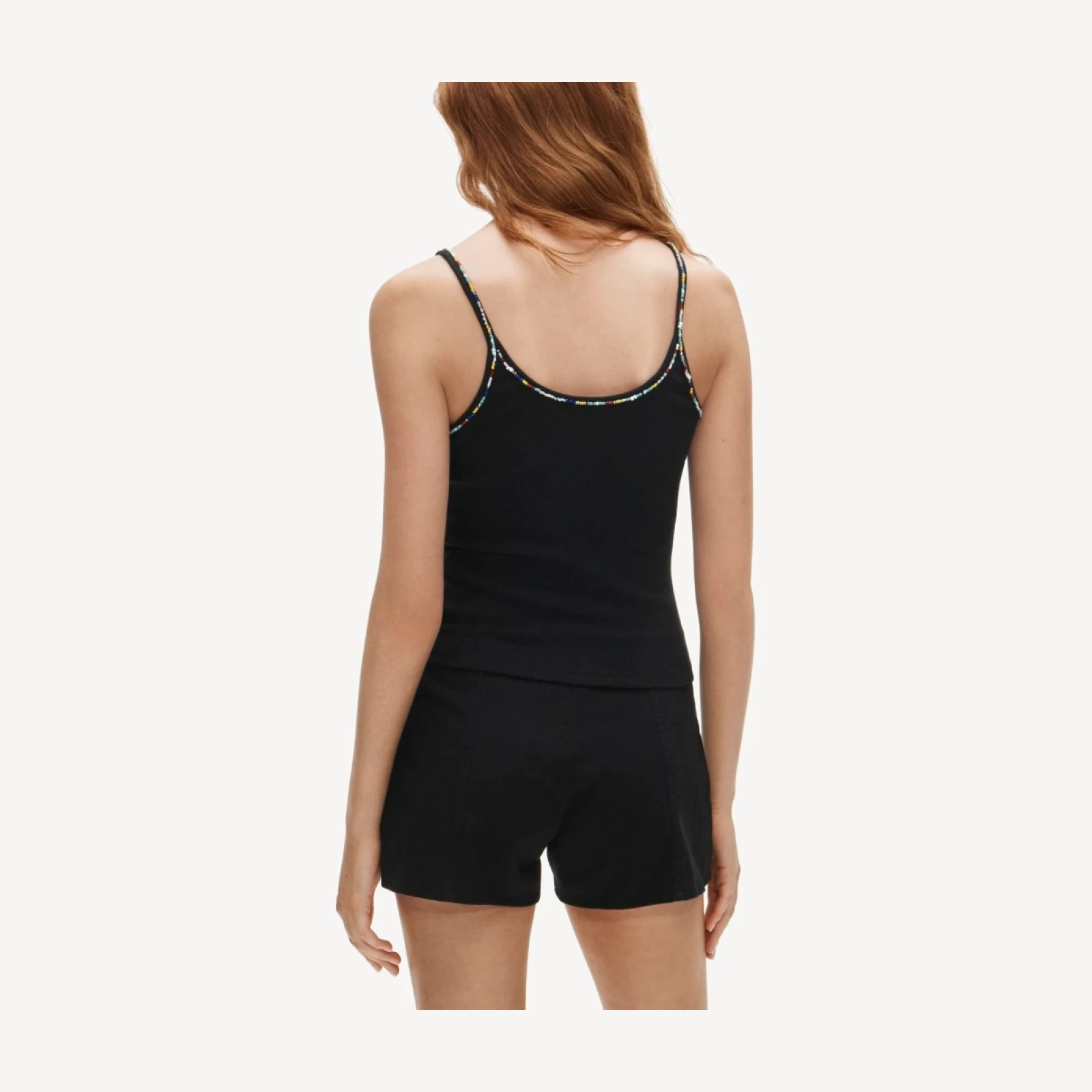 Perfect rib slim-fit camisole with beads
