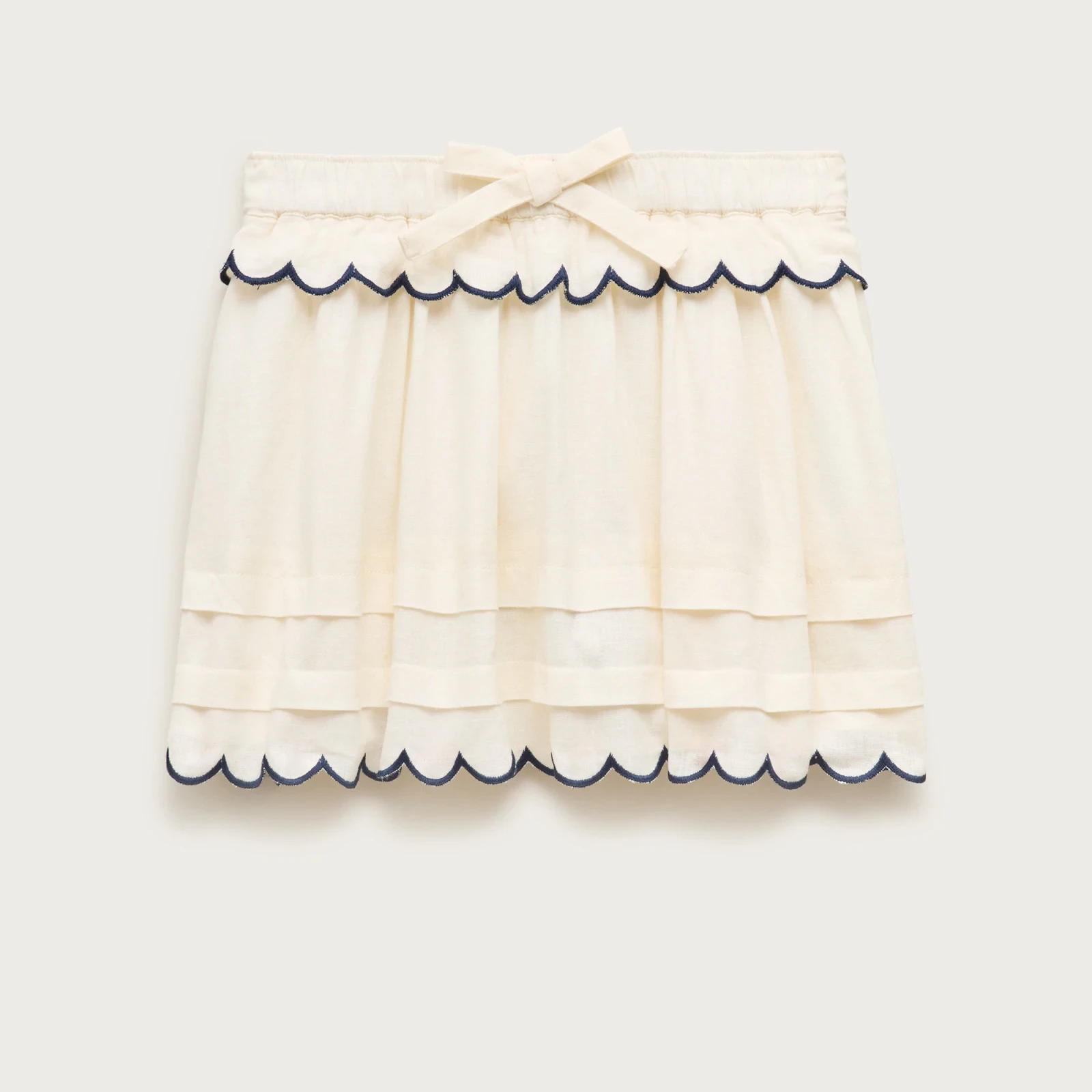 Girls' scallop-trim skirt in linen blend