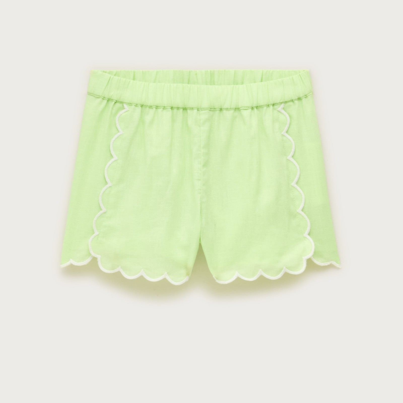 Girls' scallop-trim short in linen blend