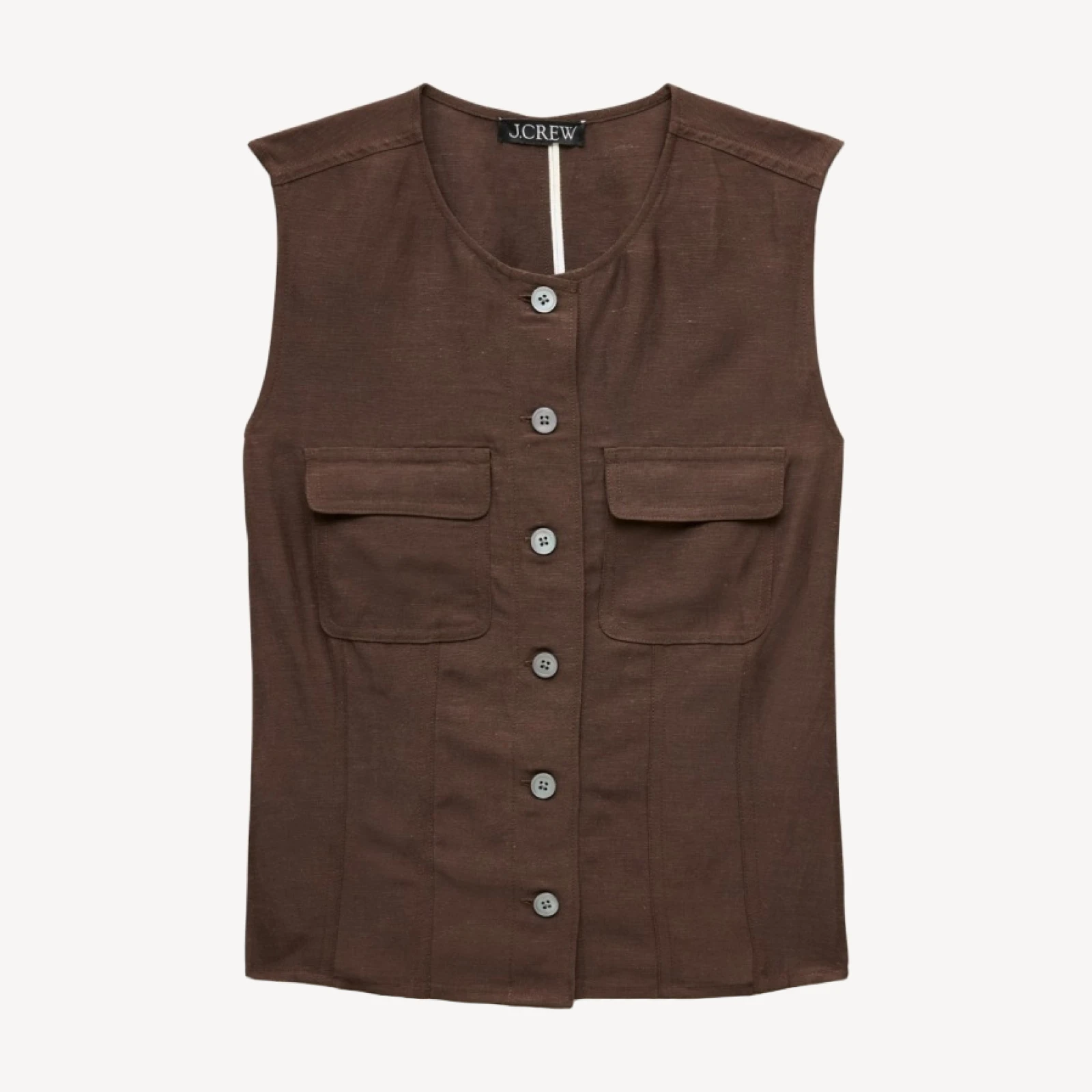 Utility button-up top in Gramercy linen blend