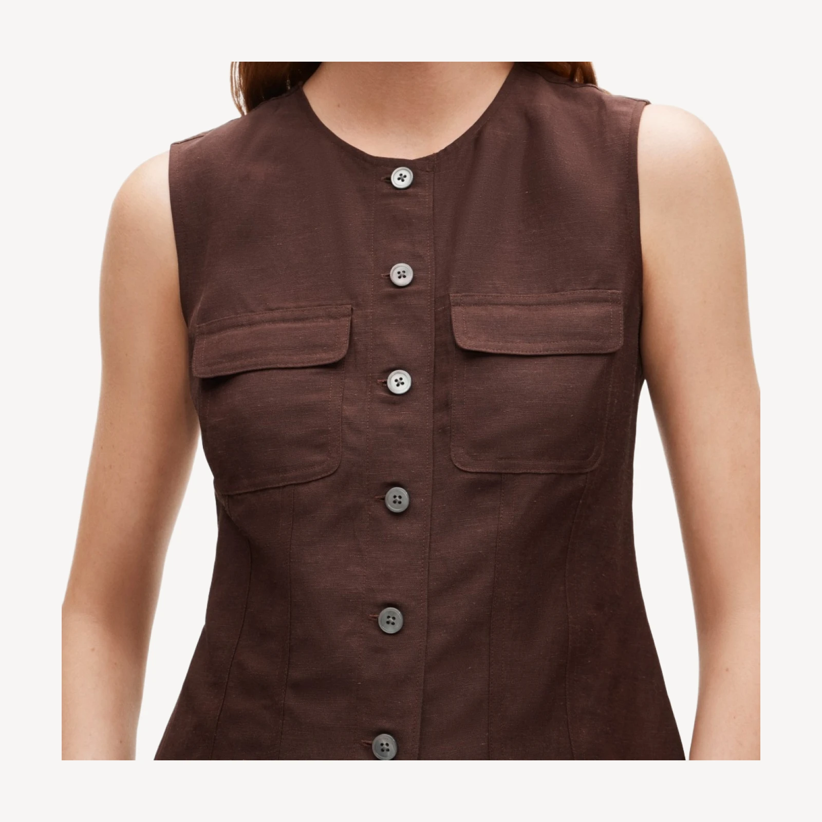 Utility button-up top in Gramercy linen blend
