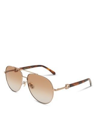 Ferragamo Gancini Oversize Aviator Sunglasses, 60mm