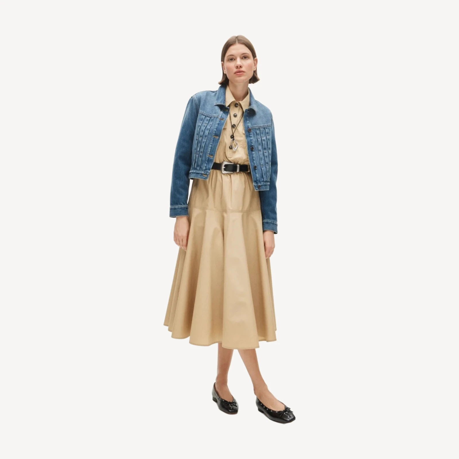Trench shirt-dress in cotton poplin