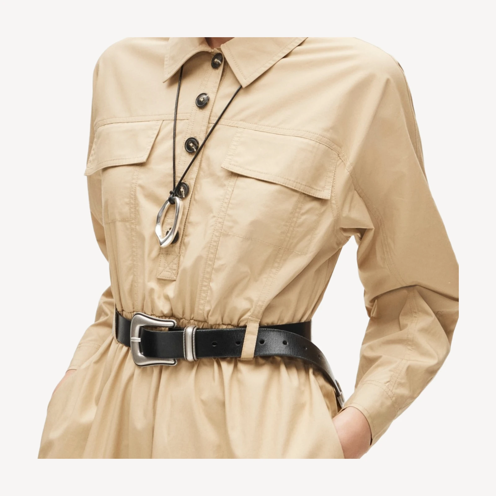 Trench shirt-dress in cotton poplin