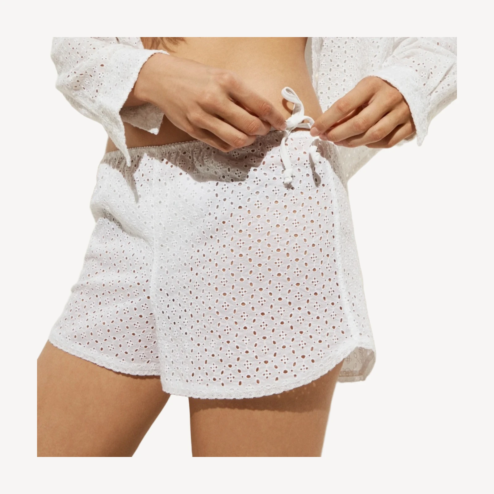 Cotton voile eyelet beach short