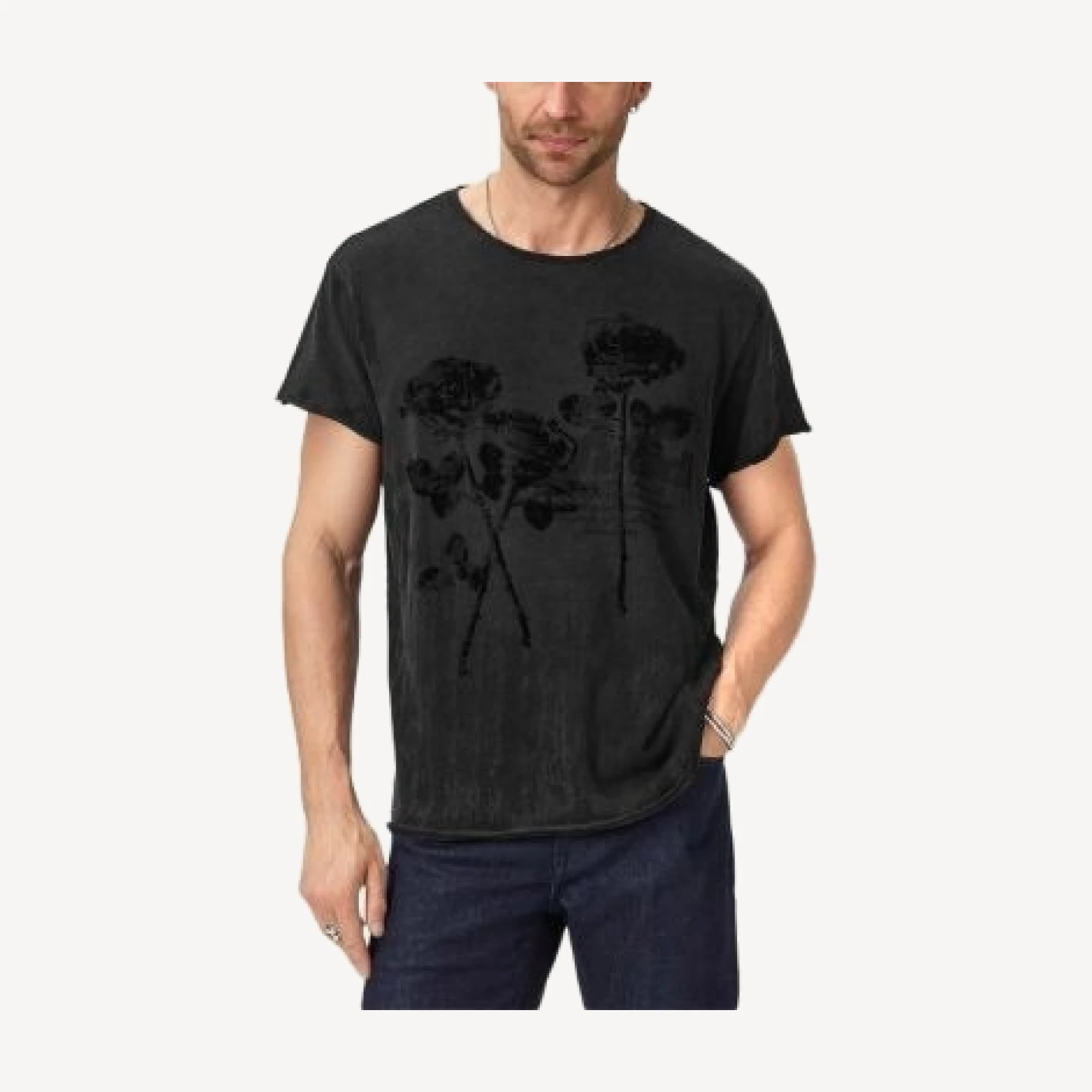John Varvatos Short Sleeve Raw Edge Relaxed Fit Tee