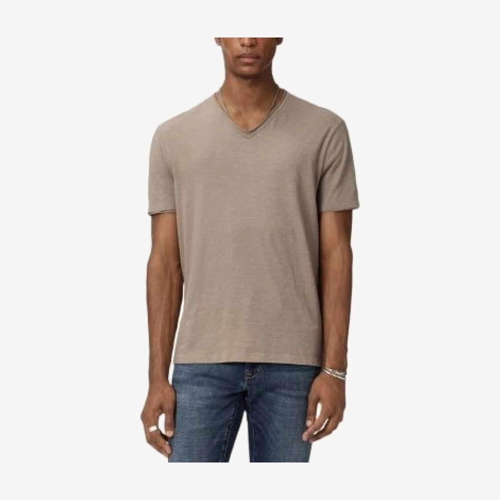John Varvatos Miles Slub Cut Raw Edge V-Neck Tee