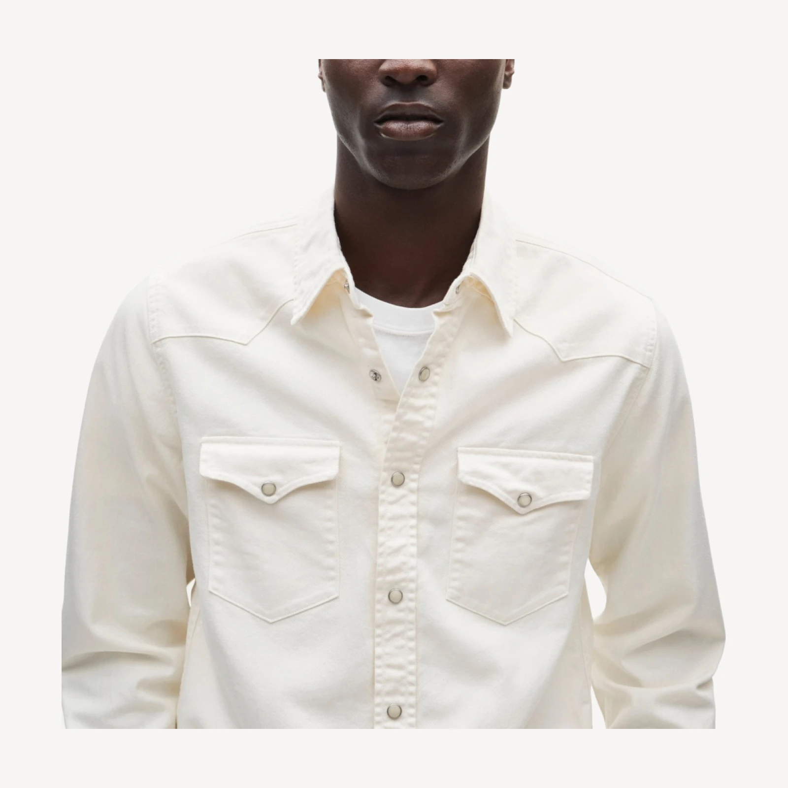 Midweight denim western shirt in ecru