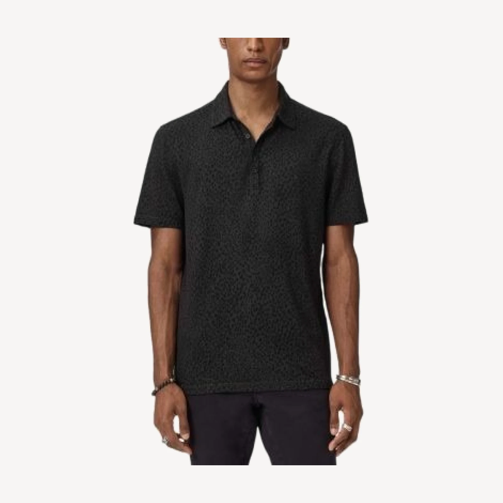 John Varvatos Marcel Short Sleeve Distorted Dots Jacquard Polo
