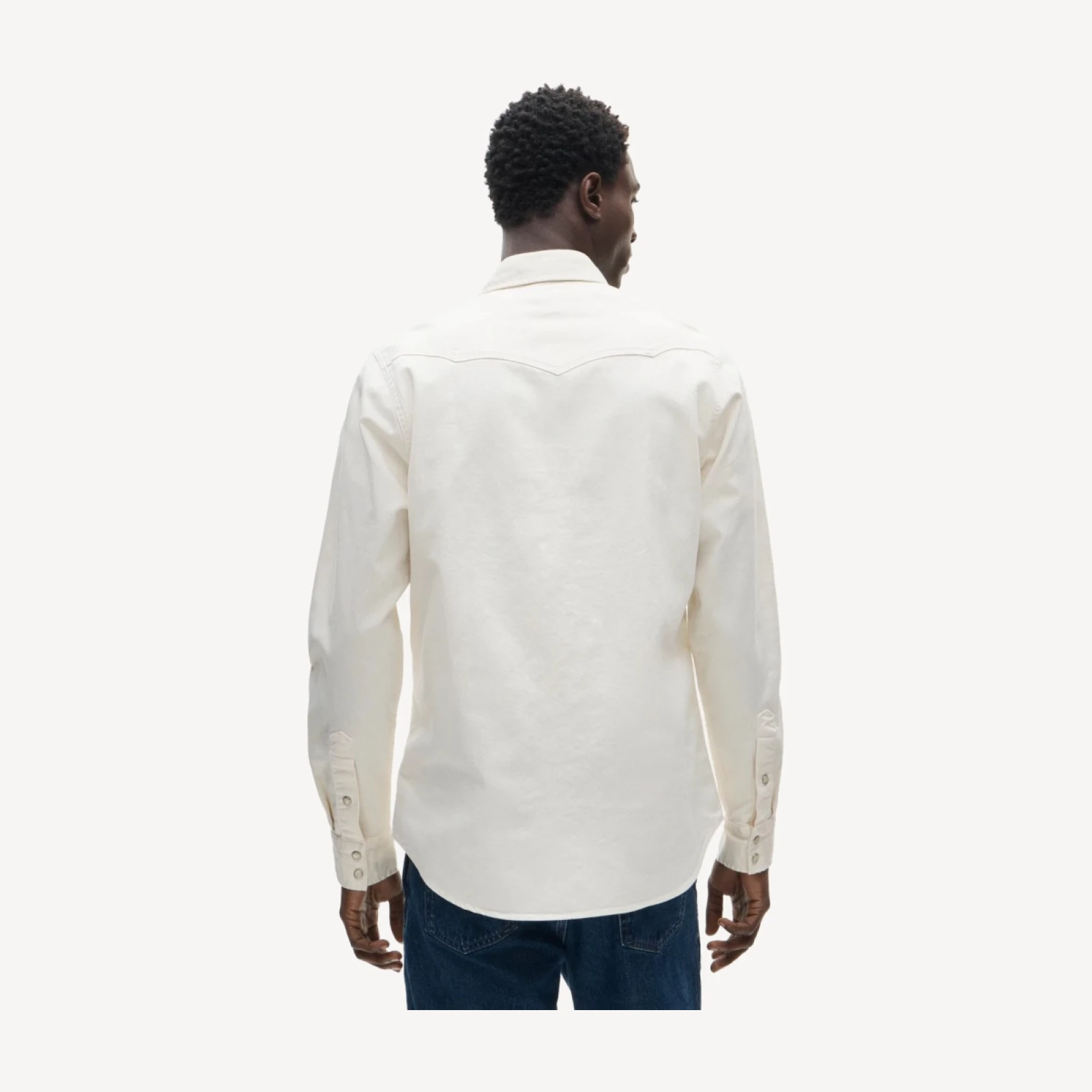 Midweight denim western shirt in ecru