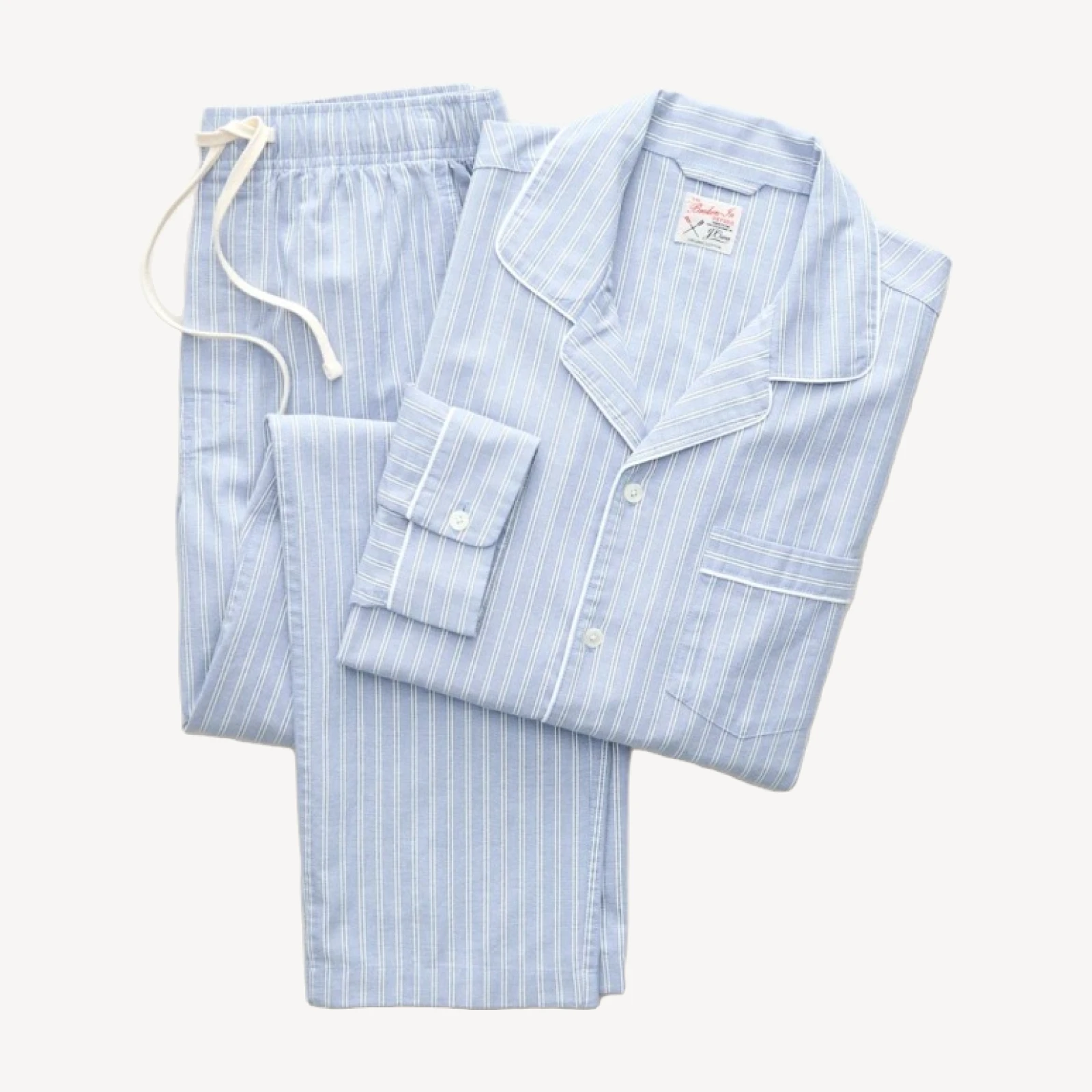 Broken-in oxford lounge set in organic cotton stripe
