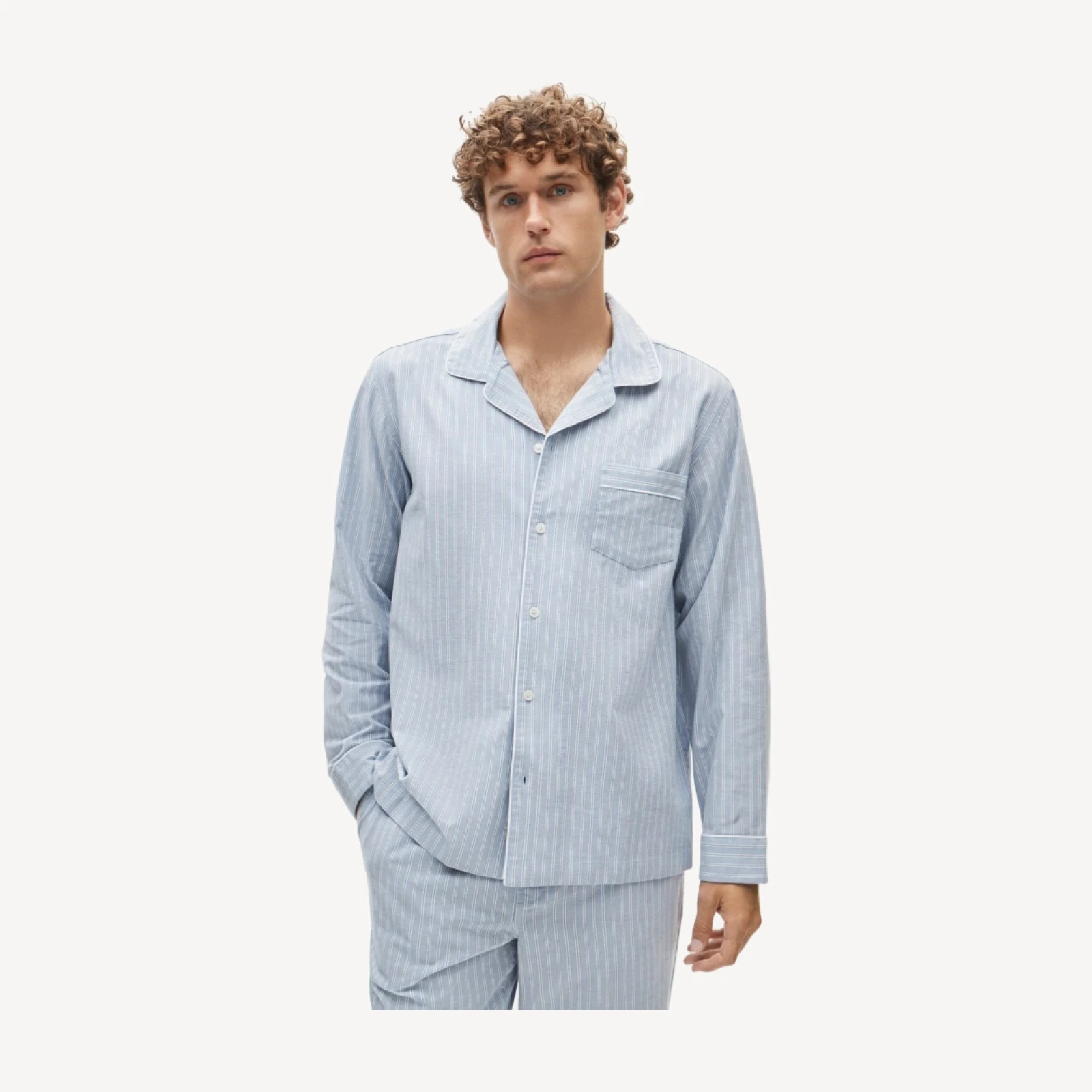 Broken-in oxford lounge set in organic cotton stripe