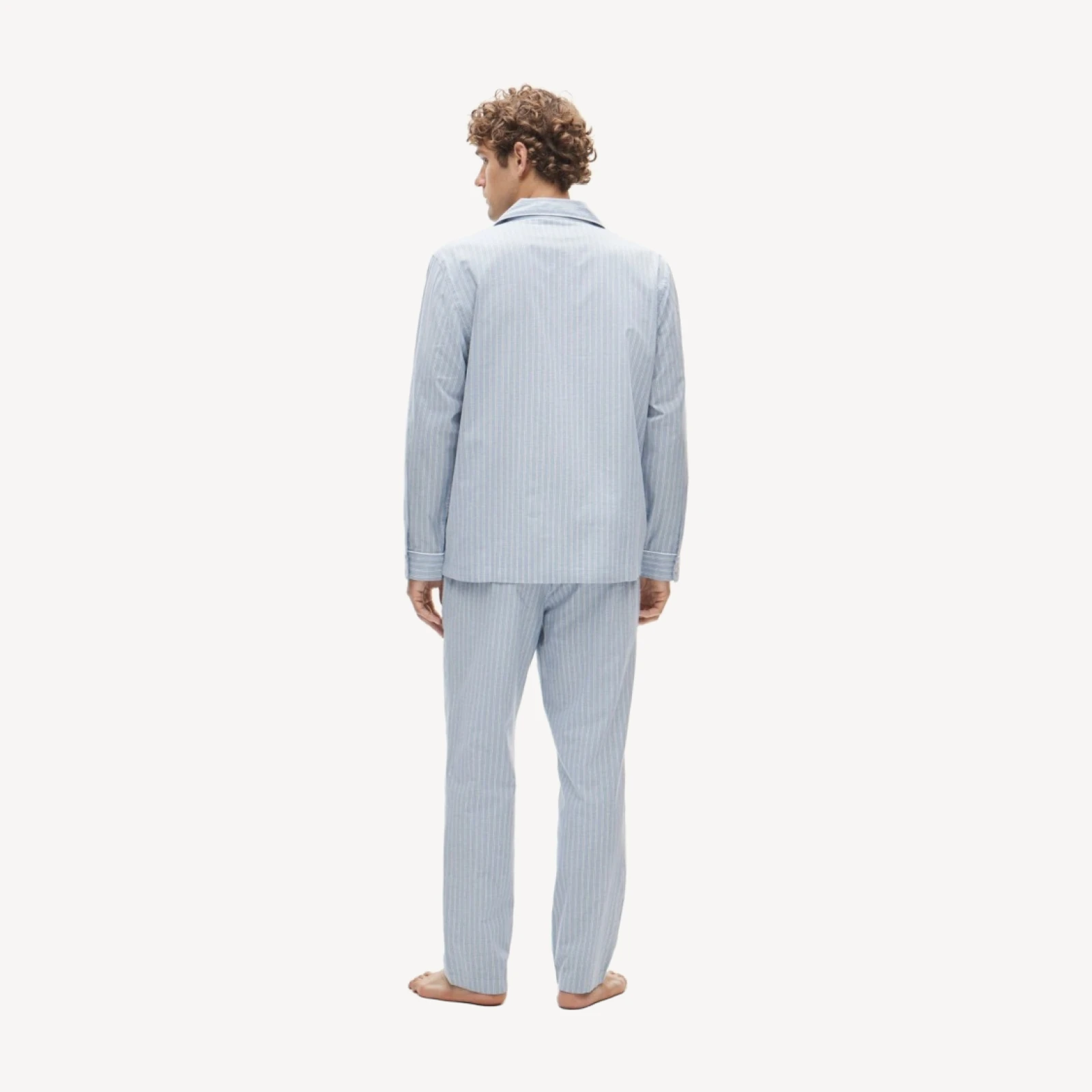 Broken-in oxford lounge set in organic cotton stripe