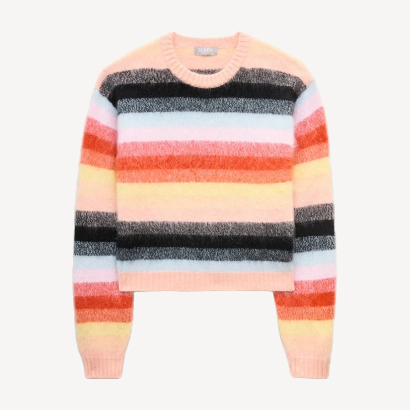 Perfect brushed cashmere crewneck sweater in stripe