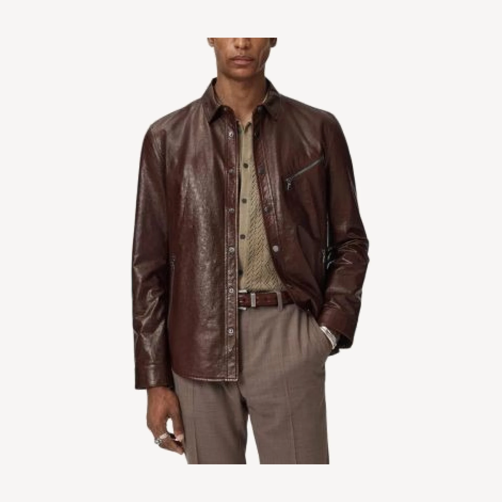 John Varvatos Kadd Leather Shirt
