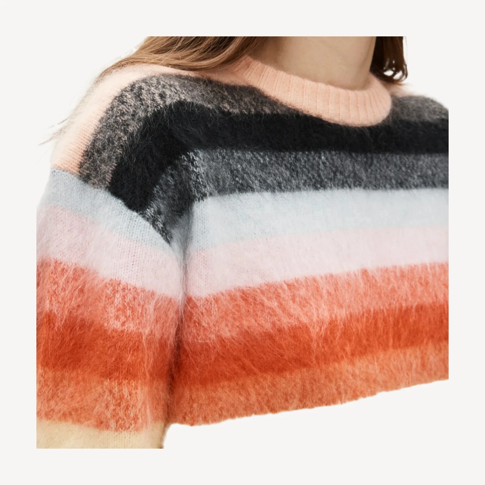 Perfect brushed cashmere crewneck sweater in stripe